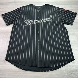 VINTAGE Diamond Supply Co Shirt Mens XL Black Pinstripe Baseball Jersey 98 Y2K